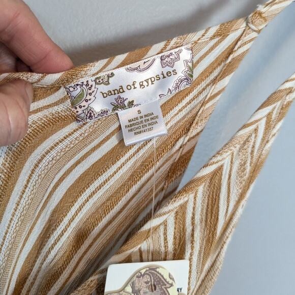 NWT Band of Gypsies Pant Jumpsuit Mustard Yellow Stripe size Small - Picture 8 of 8